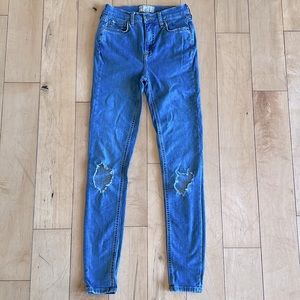 Free People Busted Knee High Rose Skinny Jeans